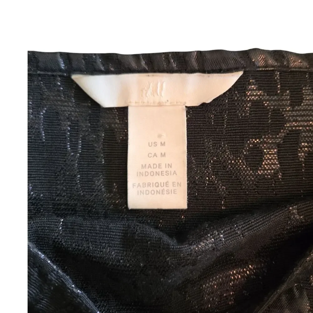 H&M | Puff Sleeve, Square Neck Shimmer Blouse | Size Medium - Picture 6 of 7